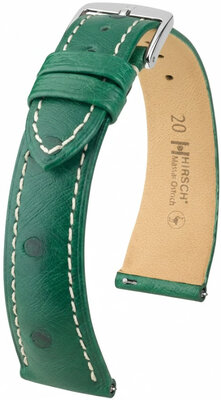Bracelet en cuir Hirsch Massai Ostrich L 04262041-2, vert, peau d'autruche, longueur L, Quick Release