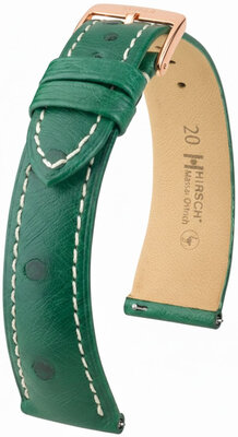 Bracelet en cuir Hirsch Massai Ostrich L 04262041-7, vert, peau d'autruche, longueur L, Quick Release