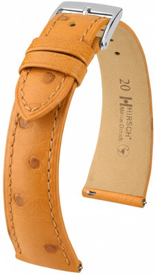 bracelet en cuir Hirsch Massai Ostrich L 04262075-2, marron, cuir d'autruche, longueur L, Quick Release