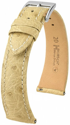 Bracelet en cuir Hirsch Massai Ostrich L 04262090-2, beige, cuir d'autruche, longueur L, Quick Release