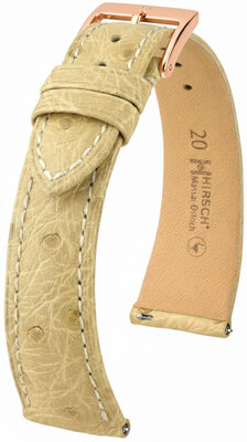 Bracelet en cuir Hirsch Massai Ostrich L 04262090-7, beige, cuir d'autruche, longueur L, Quick Release