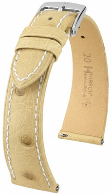 Bracelet en cuir Hirsch Massai Ostrich L 04262091-2, beige, peau d'autruche, longueur L, Quick Release