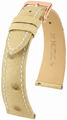 Bracelet en cuir Hirsch Massai Ostrich L 04262091-7, beige, cuir d'autruche, longueur L, Quick Release