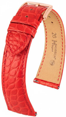 Bracelet en cuir Hirsch Regent 04107129-7, rouge, peau d'alligator, Quick Release