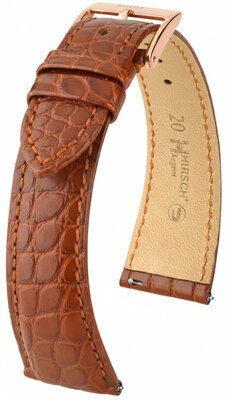 bracelet en cuir Hirsch Regent 04107179-7, marron, cuir d'alligator, Quick Release