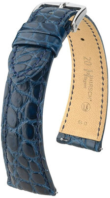 Bracelet en cuir Hirsch Regent 04107189-2, bleu, peau d'alligator, Quick Release