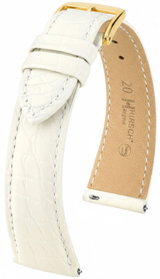 bracelet en cuir Hirsch Regent L 04107009-1, blanc, cuir d'alligator, longueur L, Quick Release
