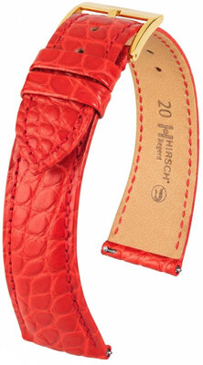 Bracelet en cuir Hirsch Regent L 04107029-1, rouge, cuir d'alligator, longueur L, Quick Release
