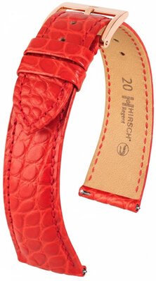 Bracelet en cuir Hirsch Regent L 04107029-7, rouge, cuir d'alligator, longueur L, Quick Release