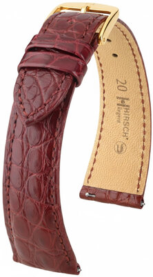 Bracelet en cuir Hirsch Regent L 04107069-1, rouge, cuir d'alligator, longueur L, Quick Release