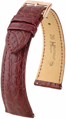 bracelet en cuir Hirsch Regent L 04107069-7, rouge, peau d'alligator, longueur L, Quick Release
