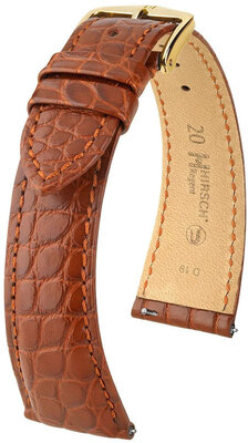bracelet en cuir Hirsch Regent L 04107079-1, orange, peau d'alligator, longueur L, Quick Release