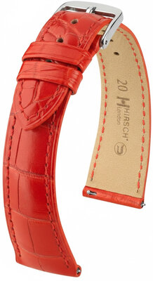 bracelet en cuir Hirsch London L 04207029-2, rouge, cuir d'alligator, longueur L, Quick Release