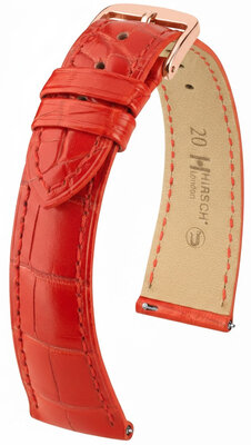 Bracelet en cuir Hirsch London L 04207029-7, rouge, cuir d'alligator, longueur L, Quick Release