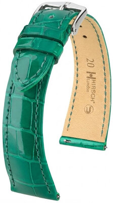 bracelet en cuir Hirsch London L 04207040-2, vert, cuir d'alligator, longueur L, Quick Release