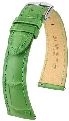 bracelet en cuir Hirsch London L 04207042-2, vert, cuir d'alligator, longueur L, Quick Release