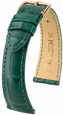 Bracelet en cuir Hirsch London L 04207049-7, vert, peau d'alligator, longueur L, Quick Release