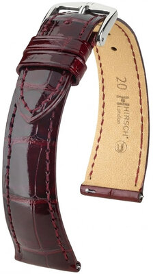 bracelet en cuir Hirsch London L 04207060-2, rouge, cuir d'alligator, longueur L, Quick Release