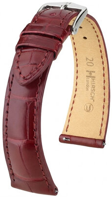 bracelet en cuir Hirsch London L 04207069-2, rouge, cuir d'alligator, longueur L, Quick Release