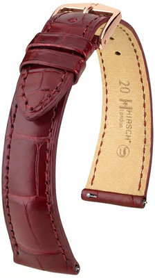 bracelet en cuir Hirsch London L 04207069-7, rouge, peau d'alligator, longueur L, Quick Release