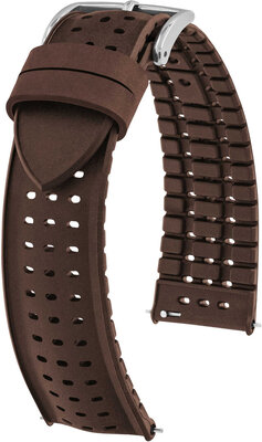 bracelet en caoutchouc Hirsch NYAD M 0921099110-2, marron, caoutchouc naturel, longueur M, Quick Release