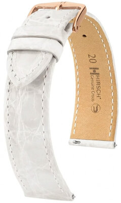 Bracelet en cuir Hirsch Genuine Croco 01808100-7, blanc, peau de crocodile, Quick Release