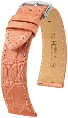 Bracelet en cuir Hirsch Genuine Croco L 01808022-2, orange, cuir de crocodile, longueur L, Quick Release