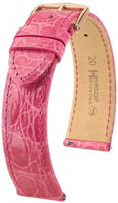 Bracelet en cuir Hirsch Genuine Croco L 01808025-7, rose, cuir de crocodile, longueur L, Quick Release