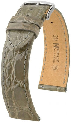 Bracelet en cuir Hirsch Genuine Croco L 01808030-2, gris, cuir de crocodile, longueur L, Quick Release