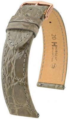 Bracelet en cuir Hirsch Genuine Croco L 01808030-7, gris, cuir de crocodile, longueur L, Quick Release