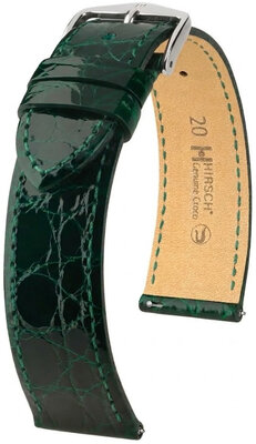 Bracelet en cuir Hirsch Genuine Croco L 01808040-2, vert, cuir de crocodile, longueur L, Quick Release