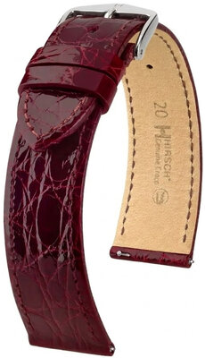 Bracelet en cuir Hirsch Genuine Croco L 01808060-2, rouge, cuir de crocodile, longueur L, Quick Release