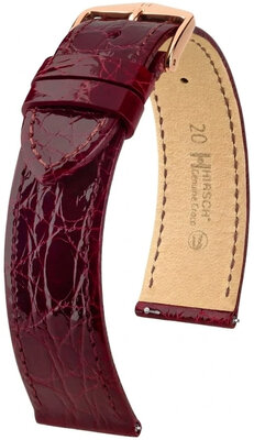 Bracelet en cuir Hirsch Genuine Croco L 01808060-7, rouge, cuir de crocodile, longueur L, Quick Release