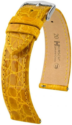 Bracelet en cuir Hirsch Genuine Croco L 01808072-2, jaune, cuir de crocodile, longueur L, Quick Release