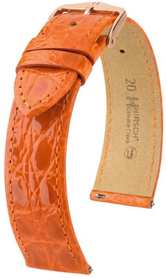 Bracelet en cuir Hirsch Genuine Croco L 01808076-7, orange, cuir de crocodile, longueur L, Quick Release