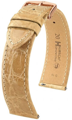 Bracelet en cuir Hirsch Genuine Croco L 01808090-7, beige, cuir de crocodile, longueur L, Quick Release