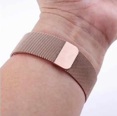 Bracelet en acier Ricardo 22mm (pro Garmin Fenix 8/7/6 (47mm), Epix 2 aj.), or rose, milanais, QuickFit