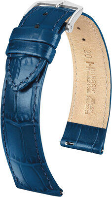 bracelet en cuir Hirsch Louisianalook L 03427080-2, bleu, cuir de veau, longueur L, Quick Release