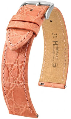 Bracelet en cuir Hirsch Genuine Croco 01808122-2, rose, peau de crocodile, Quick Release