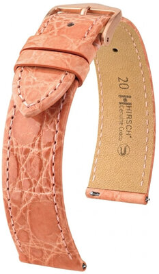 Bracelet en cuir Hirsch Genuine Croco 01808122-7, rose, peau de crocodile, Quick Release