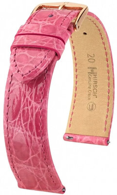 Bracelet en cuir Hirsch Genuine Croco 01808125-7, rose, peau de crocodile, Quick Release