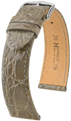 Bracelet en cuir Hirsch Genuine Croco 01808130-2, gris, peau de crocodile, Quick Release