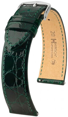 Bracelet en cuir Hirsch Genuine Croco 01808140-2, vert, peau de crocodile, Quick Release