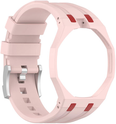 bracelet en silicone Ricardo Pinzolo (pour Swatch Royal Pop), Pink, avec étui, couronne à 12h
