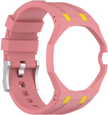 bracelet en silicone Ricardo Pinzolo (pour Swatch Royal Pop), Pink, avec étui, couronne à 3h