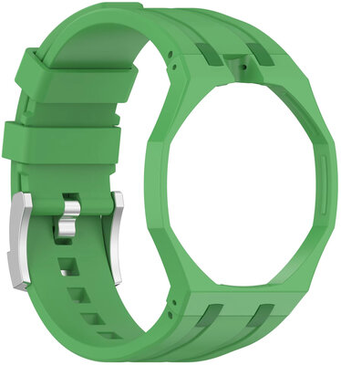 bracelet en silicone Ricardo Pinzolo (pour Swatch Royal Pop), Green, avec étui, couronne à 12h