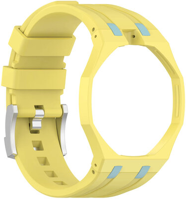 bracelet en silicone Ricardo Pinzolo (pour Swatch Royal Pop), Yellow, avec étui, couronne à 12h