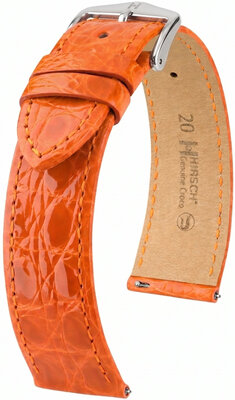 Bracelet en cuir Hirsch Genuine Croco 01808176-2, orange, peau de crocodile, Quick Release