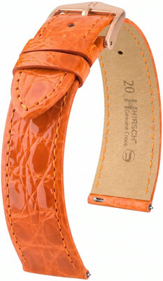 Bracelet en cuir Hirsch Genuine Croco 01808176-7, orange, peau de crocodile, Quick Release