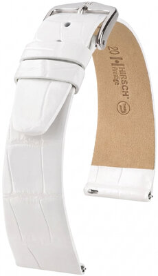 Bracelet en cuir Hirsch Prestige 02207100-2, blanc, peau d'alligator, Quick Release